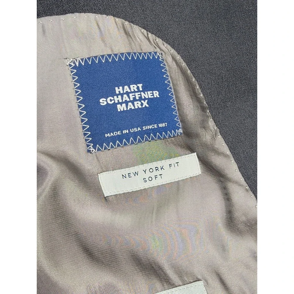 Vintage Hart Schaffner Marx Blazer Jacket Sport Coat Mens‎ 44R Gray Wool USA